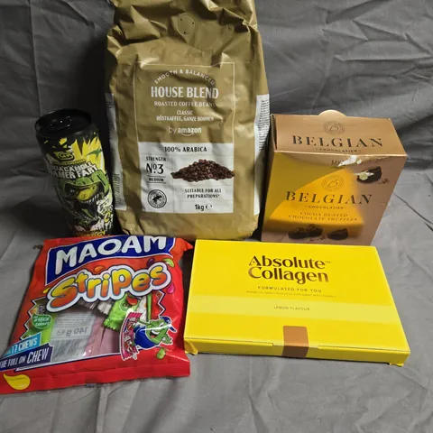 APPROXIMATELY 5 ASSORTED FOOD &DRINK ITEMS TO INCLUDE - SWEETS, ENERGY DRINK AND CHOCOLATES  - COLLECTION ONLY