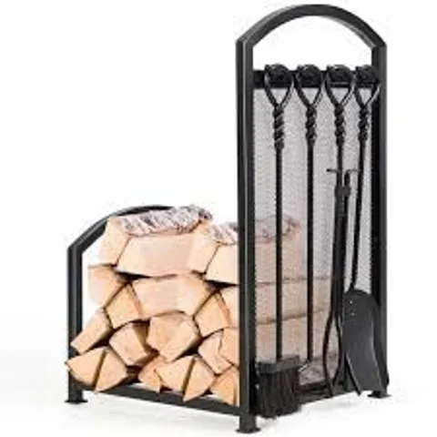 BOXED FIREWOOD LOG RACK W/ 4 TOOLS SET FIREWOOD HOLDERS FOR FIREPLACE INDOOR OUTDOOR