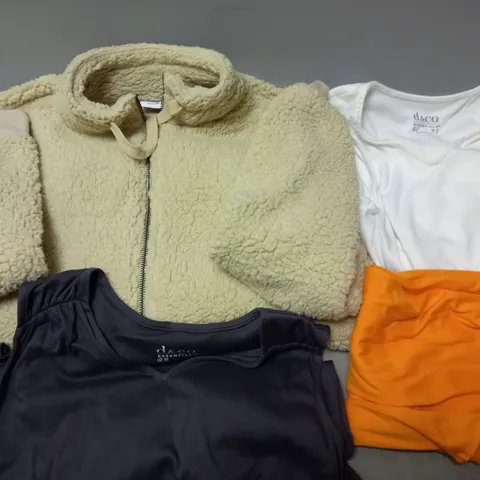 BOX OF APPROXIMATELY 10 ASSORTED CLOTHING ITEMS - TANK TOP , FLEECE
