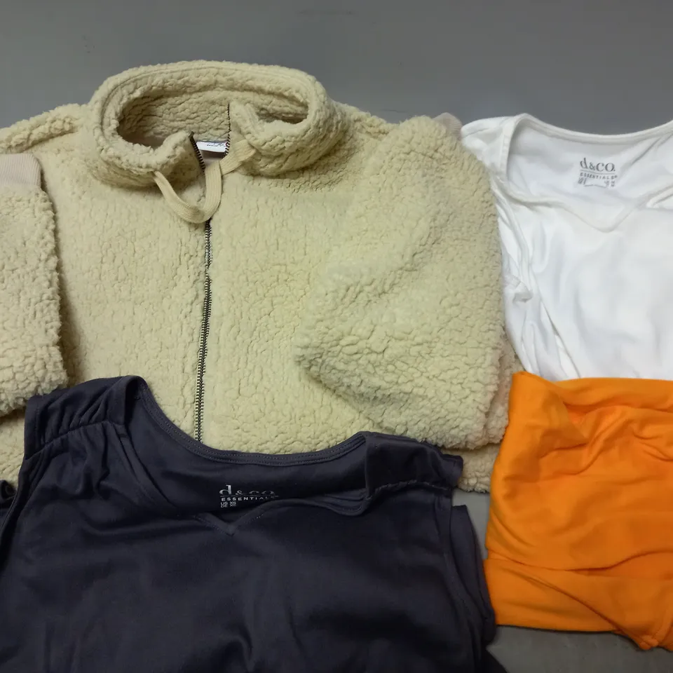 BOX OF APPROXIMATELY 10 ASSORTED CLOTHING ITEMS - TANK TOP , FLEECE 