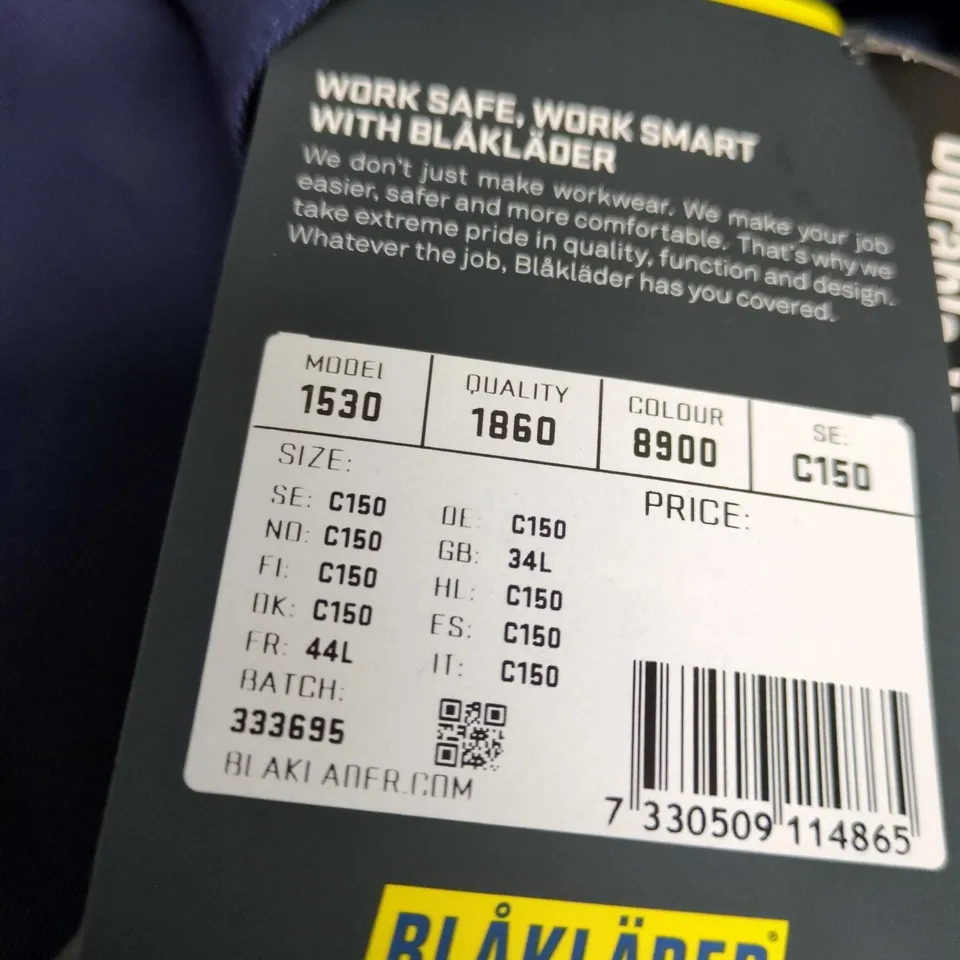 BLÅKLÄDER FUNCTIONAL WORKWEAR TROUSERS – NAVY, UK 34L (EU C150)