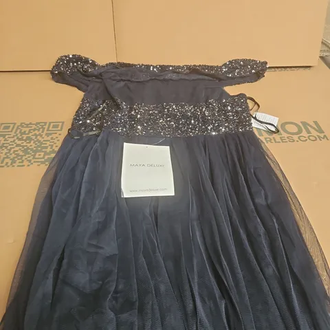 MAYA DE BARDOT MIDI DRESS, NAVY - SIZE 22
