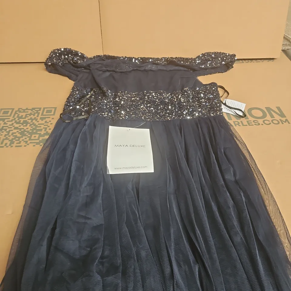 MAYA DE BARDOT MIDI DRESS, NAVY - SIZE 22
