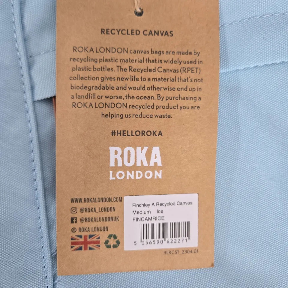 ROKA LONDON RECYCLED CANVAS BACKPACK – LIGHT BLUE