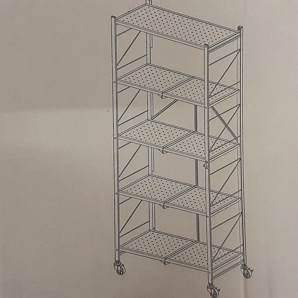 BOXED METAL SLIM TALL FOLDING SHELVES IN BLACKBV- H153 X W68 X D35 CMN