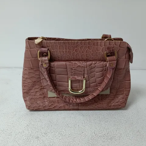 ASHWOOD LEATHER CROC GRAB BAG IN ROSA