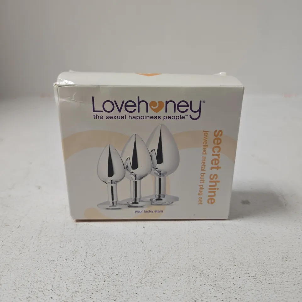 SEALED LOVEHONEY SECRET SHINE JEWELED METAL BUTT PLUG SET
