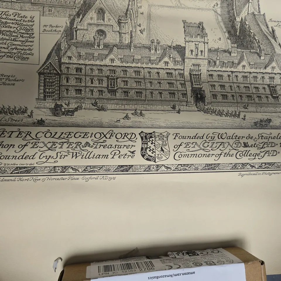 EXETER COLLEGE, OXFORD – ENGRAVED ARCHITECTURAL PLATE