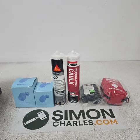 APPROXIMATELY 20 ASSORTED ITEMS INCLUDING BLUE PRINT OI FILTERS, SIKA SIKAFLEX 522 AND SOUDAL DECORATORS CAULK