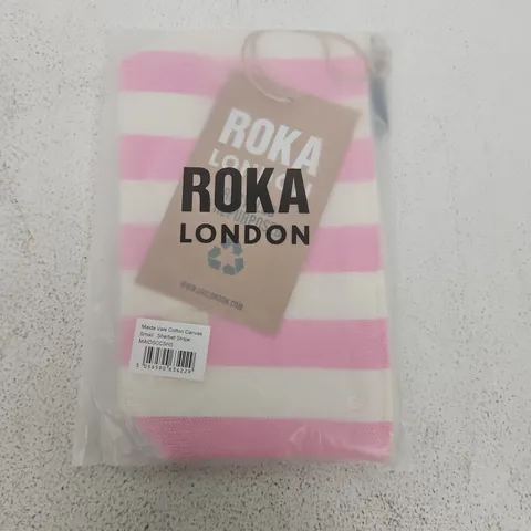 ROKA LONDON SMALL SHERBET STRIPE COTTON CANVAS TOTE BAG 