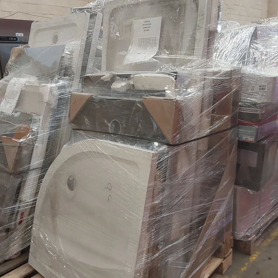 PALLET CONTAINING APPROXIMATELY 9x MIX STONE RESIN SHOWER TRAYS