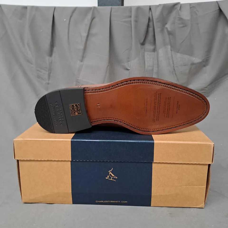 BOXED CHARLES TYRWHITT DARK TAN LEATHER OXFORD SHOE SIZE UK 12 
