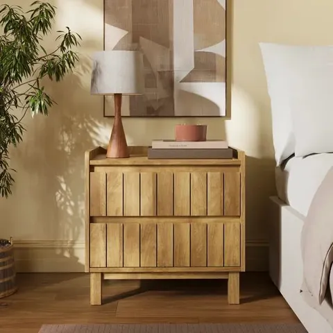 BOXED HUMPHREY 2 DRAWER BEDSIDE MANGO WOOD EFFECT