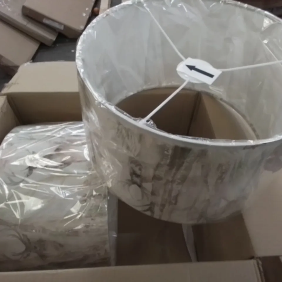 PAIR OF COTTON DRUM LAMP SHADES
