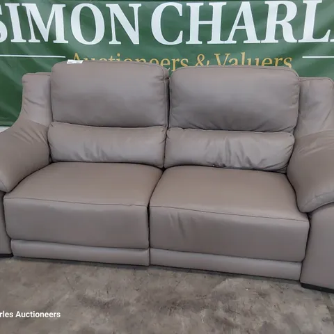 QUALITY ITALIAN DESIGNER POWER RECLINING TWO SEATER SOFA GREY LEATHER