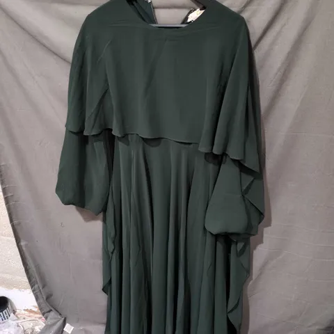 VEILED NEW YORK FALAK DRAPED CHIFFON MAXI DRESS – EMERALD, SIZE S / 54