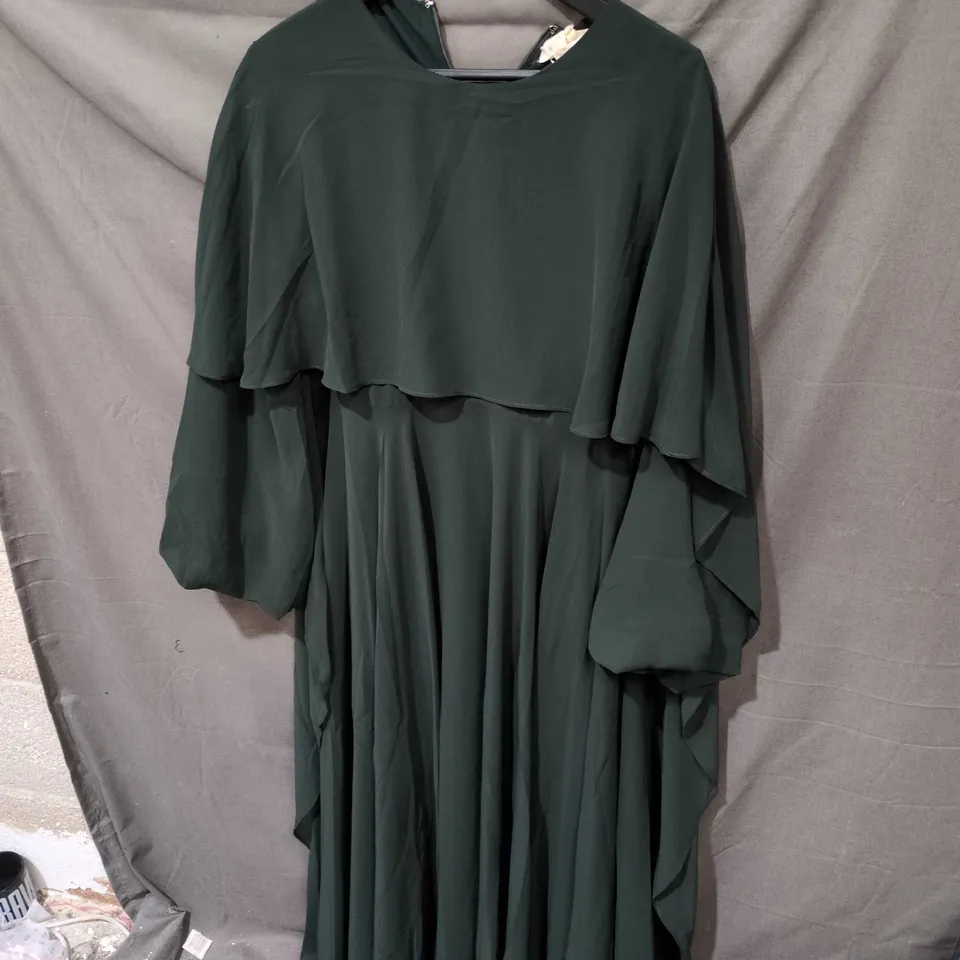 VEILED NEW YORK FALAK DRAPED CHIFFON MAXI DRESS – EMERALD, SIZE S / 54