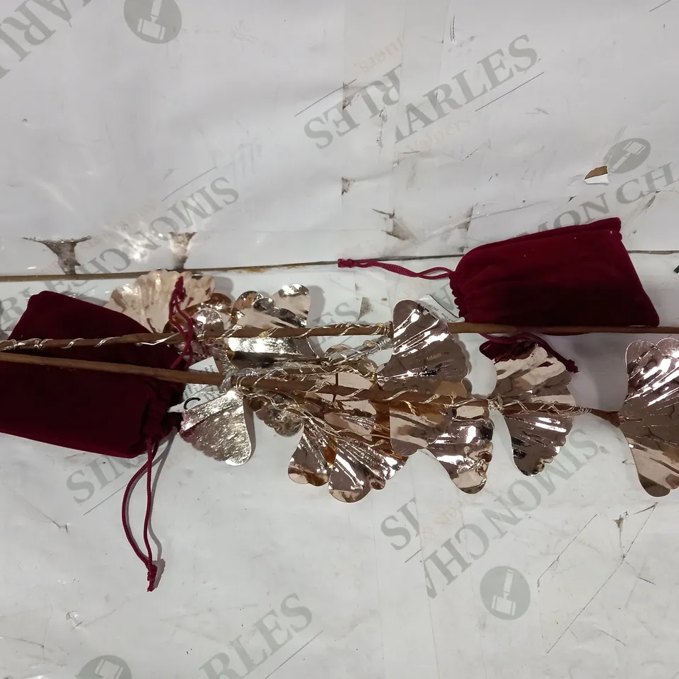 ALISON CORK SET OF 2 GINKO LEAF PRELIT STEMS - GOLD