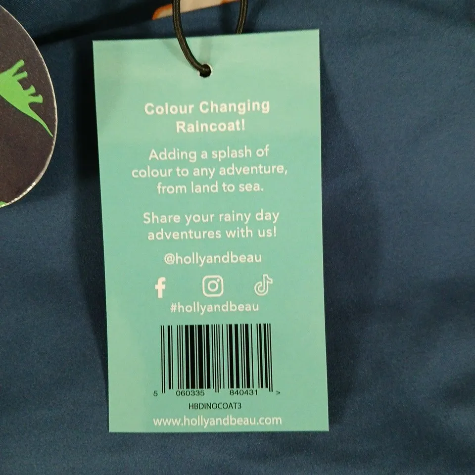 HOLLY & BEAU COLOUR-CHANGING DINOSAUR RAINCOAT, AGE 3-4