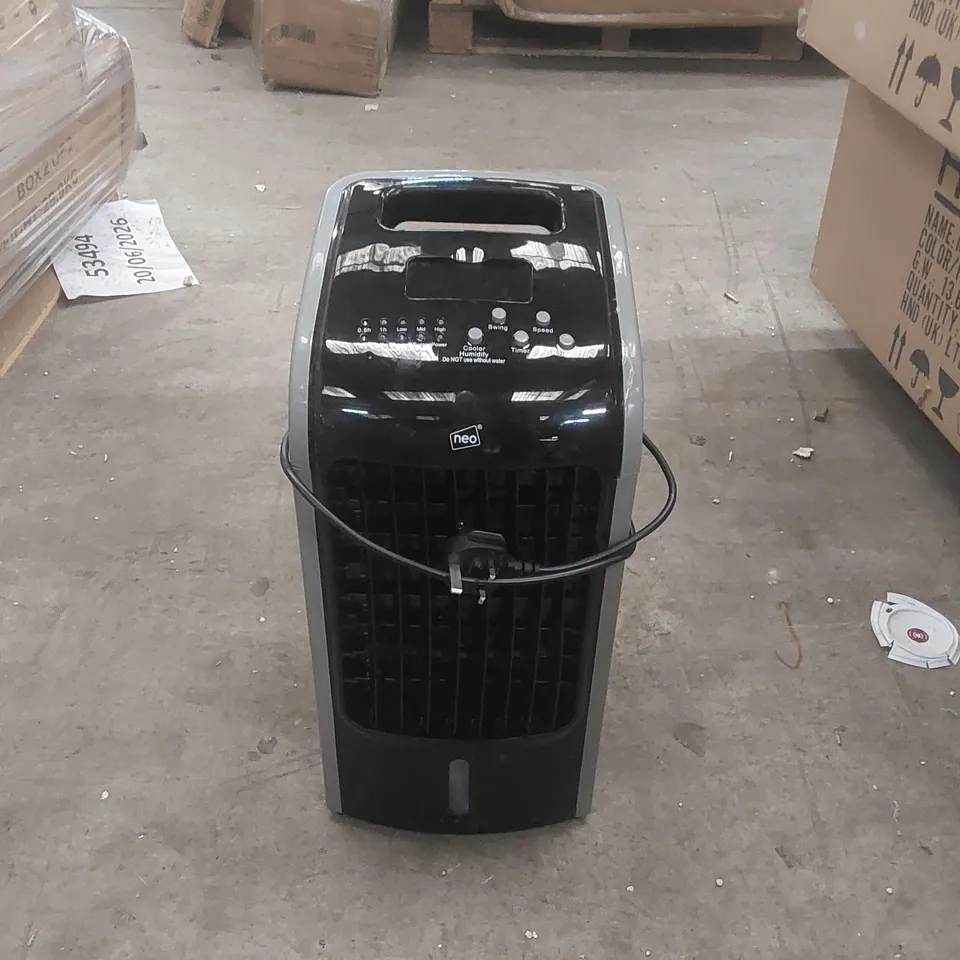BOXED NEO 4 LITRE 80W OSCILLATING PORTABLE EVAPORATIVE COOLER FAN - BLACK (1 BOX)