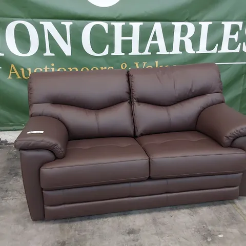 QUALITY BRITISH DESIGNER G PLAN STRATFORD TWO SEATER OXFORD CHOCOLATE LEATHER