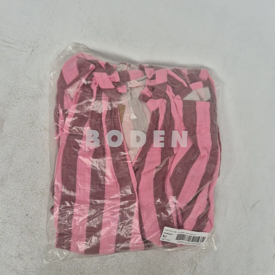 BAGGED BODEN VIV DOUBLE CLOTH MAXI DRESS IN PINK/MULTI SIZE 10R