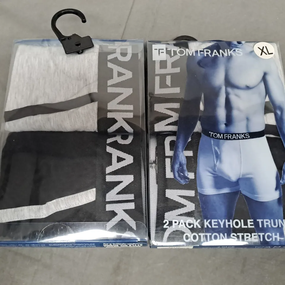 BOX OF APPROX 20 ASSORTED TOM FRANK BOXER SHORTS SIZES VARY 