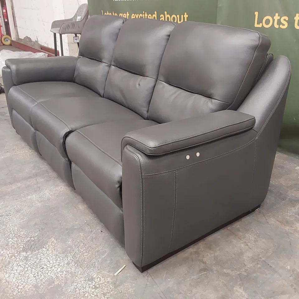 QUALITY DESIGNER ITALIAN MADE AVOLA LEATHER 3 PIECE ELECTRIC RECLINING 4 SEATER SOFA 