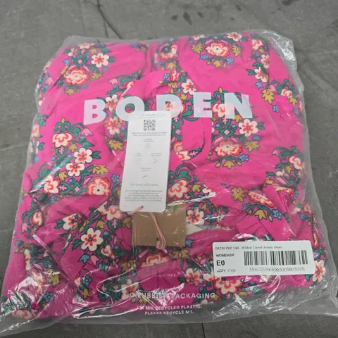 BODEN WILLOW TIERED JERSEY DRESS β PINK FLORAL, WOMENβS UK 14 (14R)