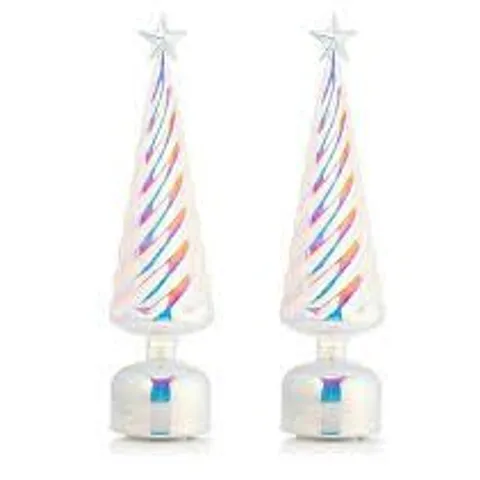 HOME REFLECTIONS SET OF TWO PRE LIT ROTATING GLASS CHRISTMAS TREES
