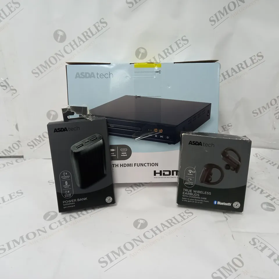 APPROXIMATELY 20 ASSORTED ITEMS TO INCLUDE WIRELESS EARBUDS, DVD PLAYER, POWER BANK ETC. 