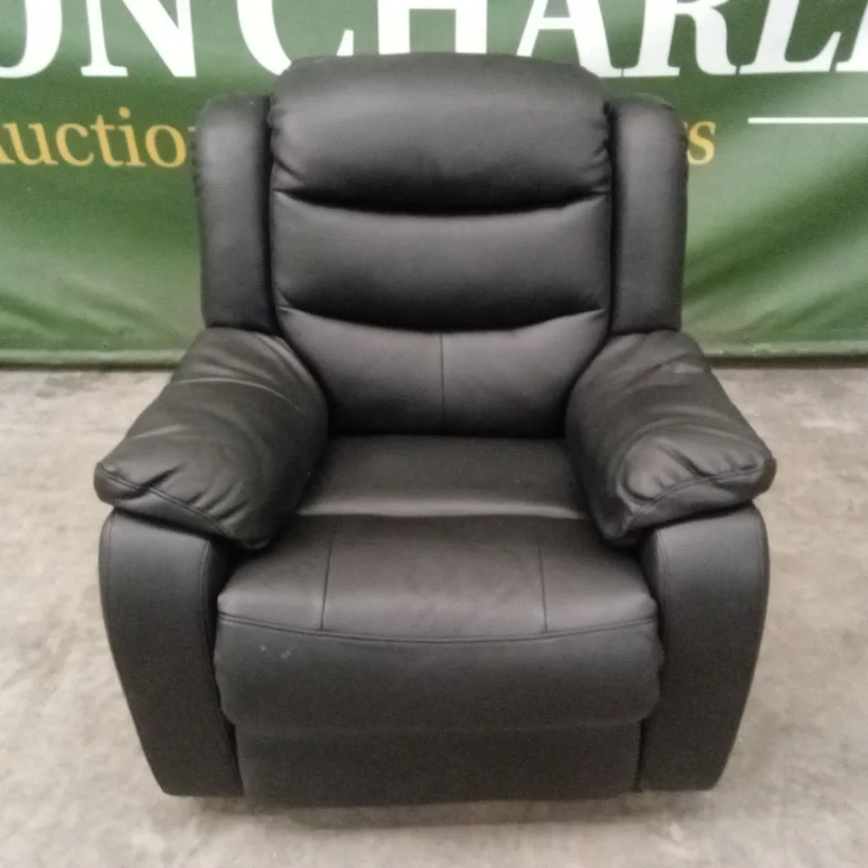 ROTHBURY LUXURY FAUX LEATHER HIGH BACK MANUAL RECLINER ARMCHAIR  - BLACK RRP £449