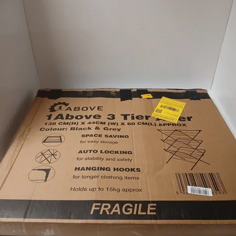 1 ABOVE 3-TIER GARMENT RACK – BLACK & GREY