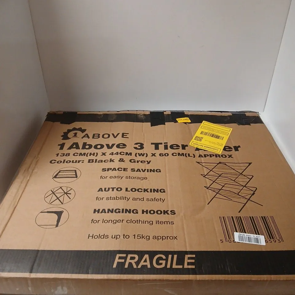 1 ABOVE 3-TIER GARMENT RACK – BLACK & GREY