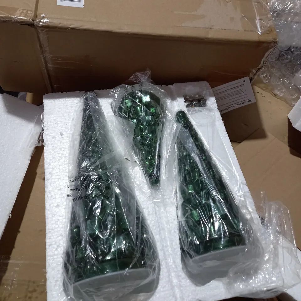 ALISON CORK SET OF MERCURY GLASS TREES - GREEN