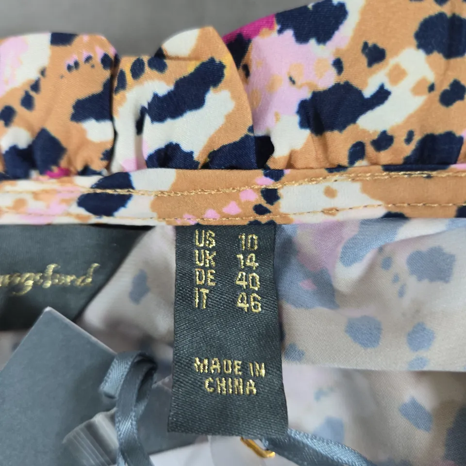 RUTH LANGFORD WOMEN'S LEOPARD PRINT MULTICOLOUR BLOUSE – UK 14 (US 10) – MADE IN CHINA