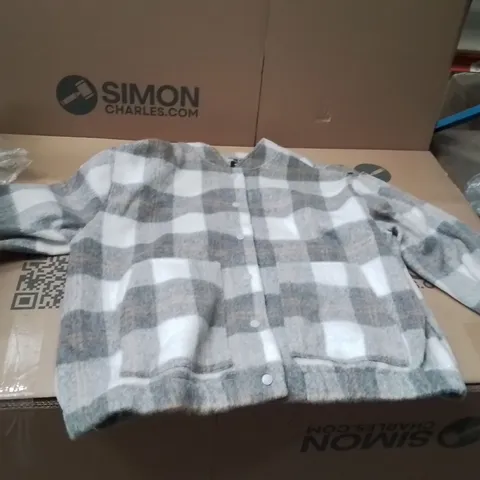 BOXED BRAND NEW APPROXIMATELY 7 SIMPLY BE FAUX WOOL BOMBER JACKET GREY SIZE 20