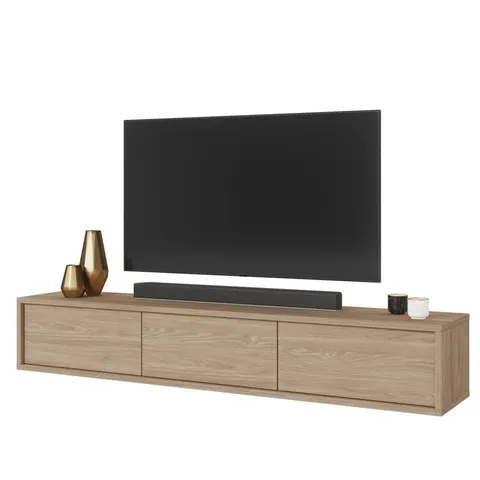 BOXED BELLANTONI 38: ELEGANT OAK ARTISAN FLOATING TV CABINET STYLISH ENTERTAINMENT STORAGE - 180CM W (2 BOXES)