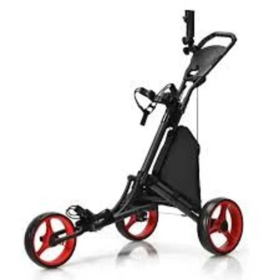 BOXED COSTWAY 3 WHEEL RED GOLF TROLLEY WITH ADJUSTABLE HANDLE