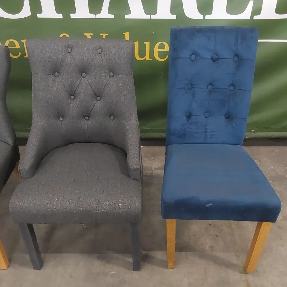 4 X ASSORTED DESIGNER DINING CHAIRS // STYLES AND MATERIALS VARY
