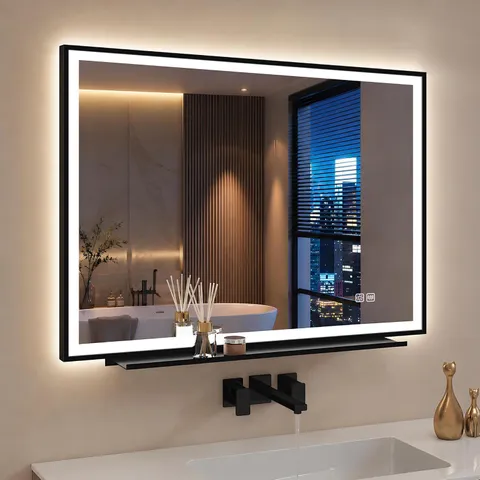 BOXED STARLEAD 600X800 MM BATHROOM-MIRROR-WITH-LED-LIGHTS WITH SHELF, ANTI-FOG, DIMMABLE 3 COLORS LED BATHROOM MIRROR, MEMORY FUNCTION, TEMPERED GLASS