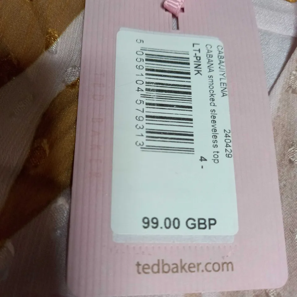 TED BAKER CABANA SMOCKED SLEEVELESS TOP SIZE 4