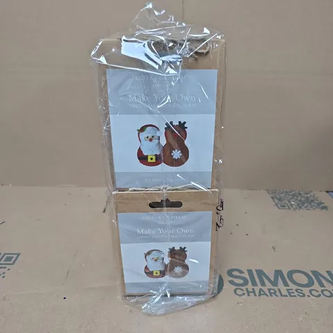PACK OF 12 GISELA GRAHAM MAKE YOUR OWN CHRISTMAS DECORATION SANTA AND A REINDEER