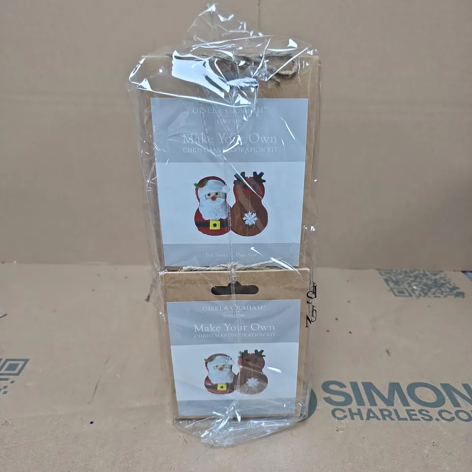 PACK OF 12 GISELA GRAHAM MAKE YOUR OWN CHRISTMAS DECORATION SANTA AND A REINDEER