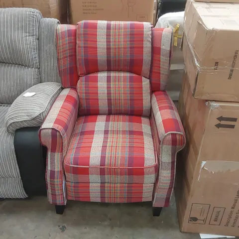 DESIGNER FABRIC UPHOLSTERED PUSH BACK RECLINING ARMCHAIR