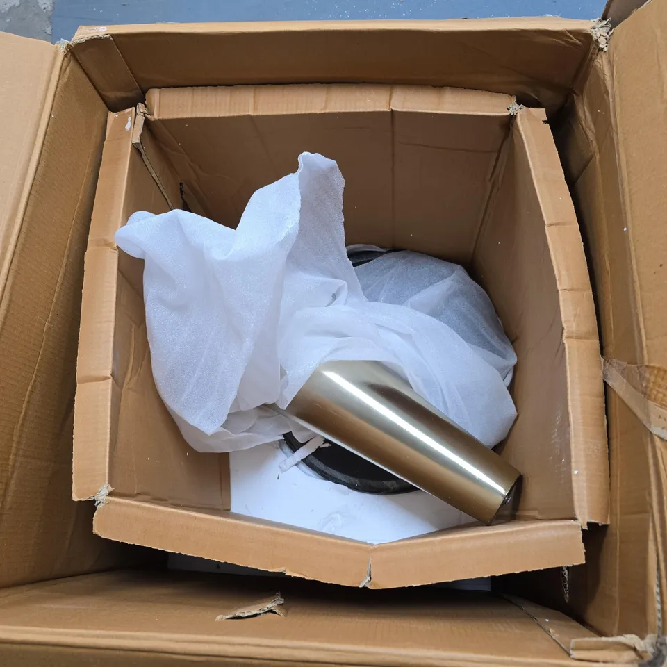 BOXED CONE SIDE TABLE - BRUSHED GOLD/BLACK MARBLE (1 BOX)