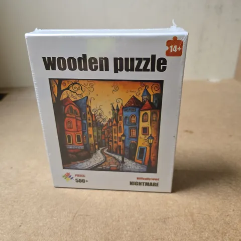 WOODEN PUZZLE – CITY STREET SCENE, 500+ PIECES, AGE 14+