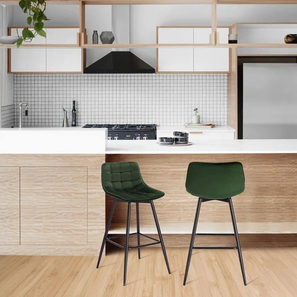 BOXED 64CM BAR CHAIR HEYMAN - DARK GREEN (SET OF 2) - 1 BOX