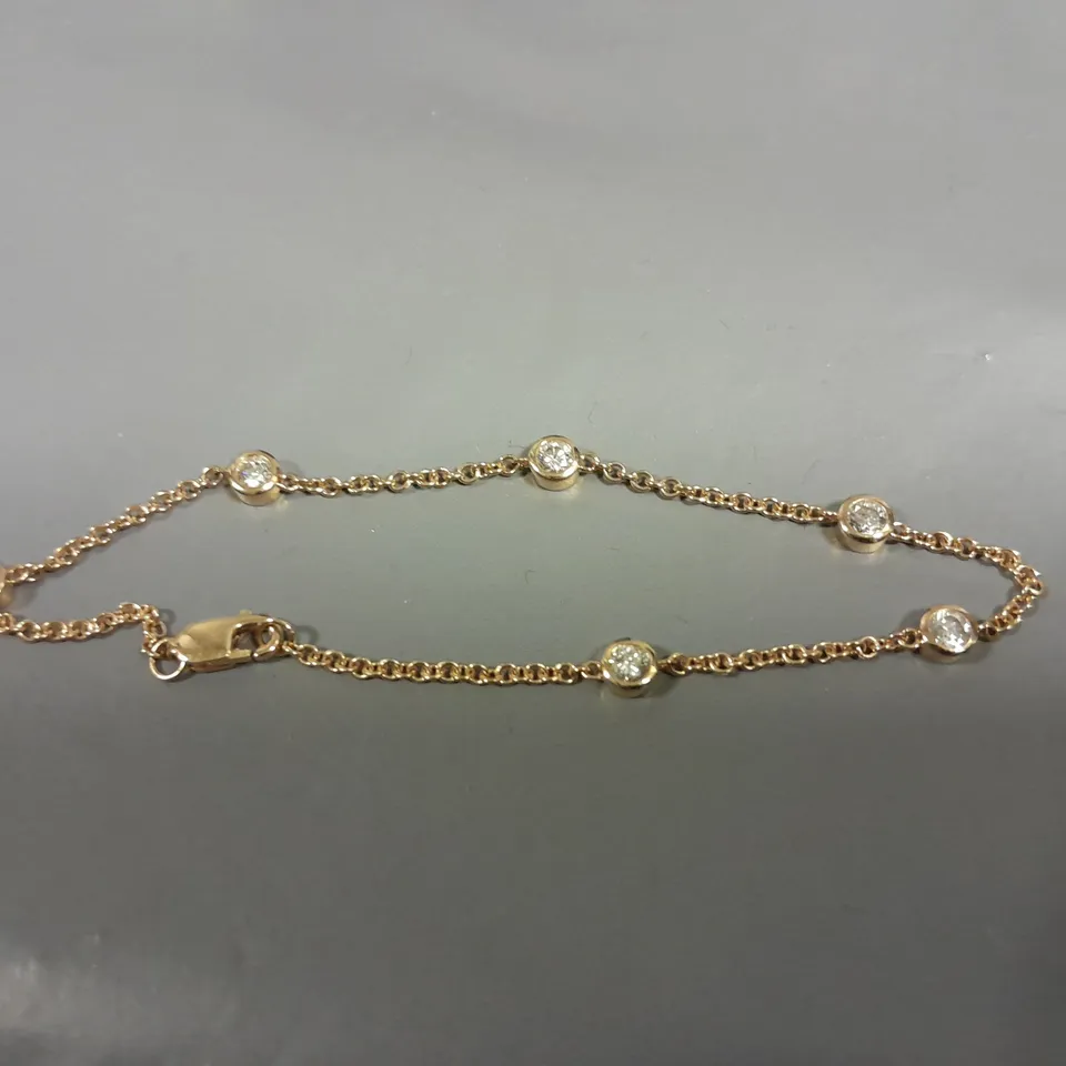 14CT ROSE GOLD BRACELET RUB-OVER SET WITH NATURAL DIAMONDS
