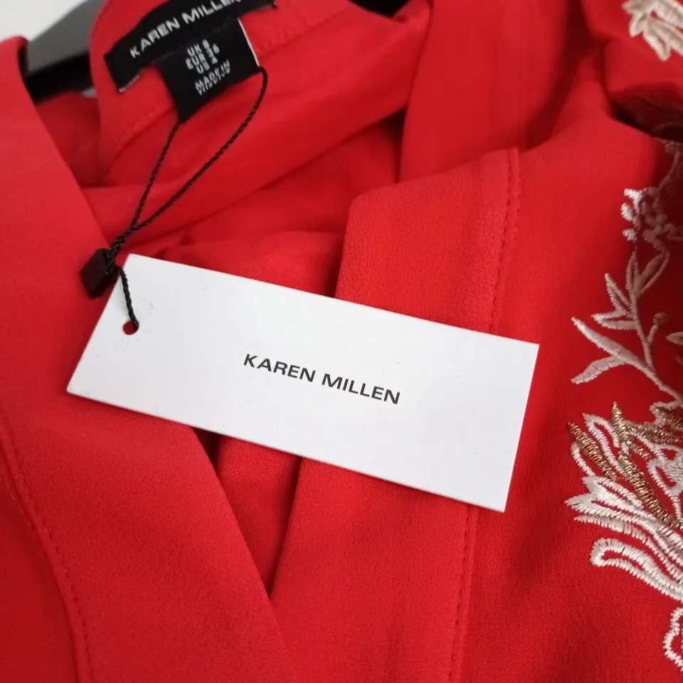 KAREN MILLEN KIMINO STYLE MIDI DRESS RED UK 8